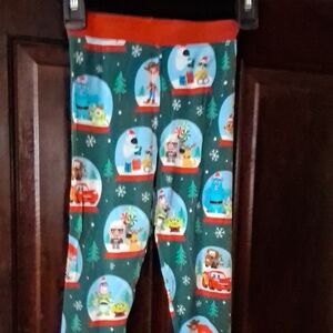 Disney Green Red Holiday Snow Globe Character Pajama Pants